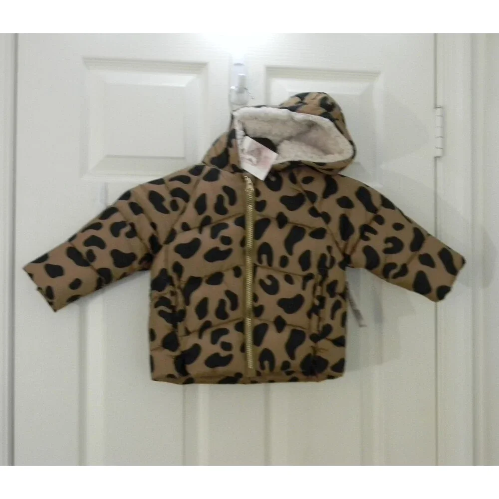 Jessica Simpson Baby Animal Print Coat Hooded Faux Sherpa Lined NWT